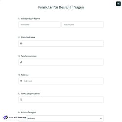 Formular für Designanfragen