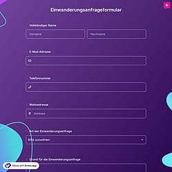 Einwanderungsanfrageformular