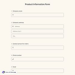 Product Information Form