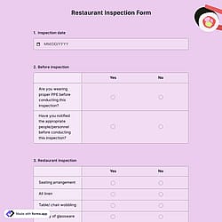 Restaurant Inspection Form