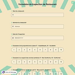 Formulaire de Inspection de Restaurant