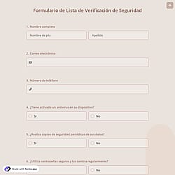 Formulario de Lista de Verificación de Seguridad