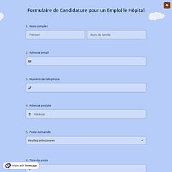 Formulaire de Candidature pour un Emploi le Hôpital