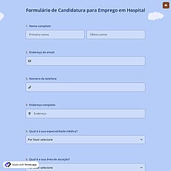 Formulário de Candidatura para Emprego em Hospital