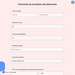 Formulaire de Inscription des Volontaires