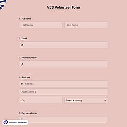VBS Volunteer Form