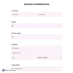 Volunteer Availability Form
