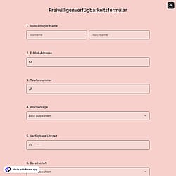 Freiwilligenverfügbarkeitsformular