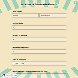 Formulaire de Entretien de Bénévolat
