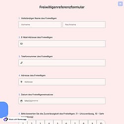 Freiwilligenreferenzformular