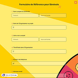 Formulaire de Référence pour Bénévole