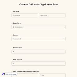 Customs Officer Job Application Form