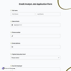 Credit Analyst Job Application Form