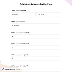Estate Agent Job Application Form