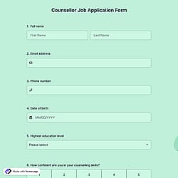 Counsellor Job Application Form