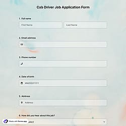 Cab Driver Job Application Form