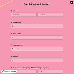 Sample Product Order Form