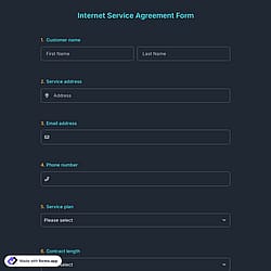 Internet Service Agreement Form