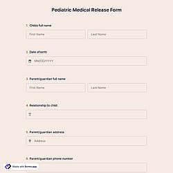 Pediatric Medical Release Form