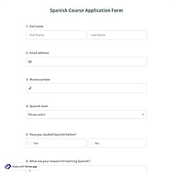 Spanish Course Application Form