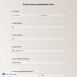 Dutch Course Application Form