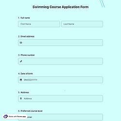 Swimming Course Application Form