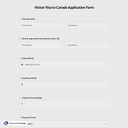 Visitor Visa to Canada Application Form
