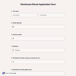Warehouse Rental Application Form