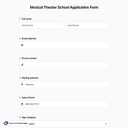 Musical Theater School Application Form