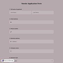 Vendor Application Form
