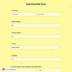 Cake Pop Order Form