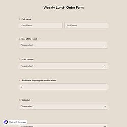 Weekly Lunch Order Form