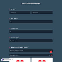 Italian Food Order Form