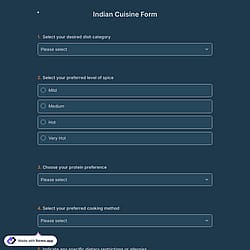 Indian Cuisine Form