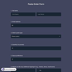 Pasta Order Form
