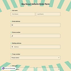Boy Scout Uniform Order Form