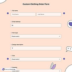Custom Clothing Order Form