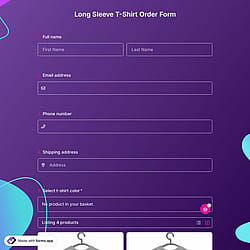 Long Sleeve T-Shirt Order Form