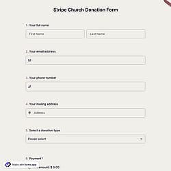 Stripe Church Donation Form