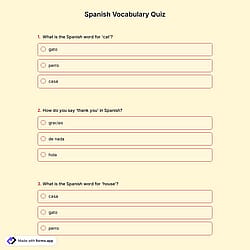 Spanish Vocabulary Quiz