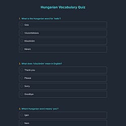 Hungarian Vocabulary Quiz