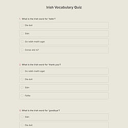 Irish Vocabulary Quiz