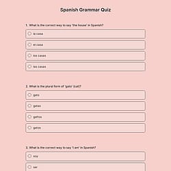 Spanish Grammar Quiz