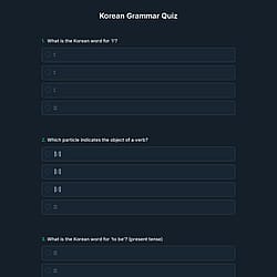 Korean Grammar Quiz