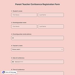 Parent Teacher Conference Registration Form