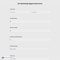 Art Workshop Registration Form
