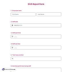 Shift Report Form