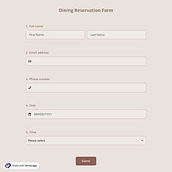 Dining Reservation Form