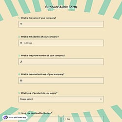 Supplier Audit Form