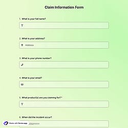 Claim Information Form